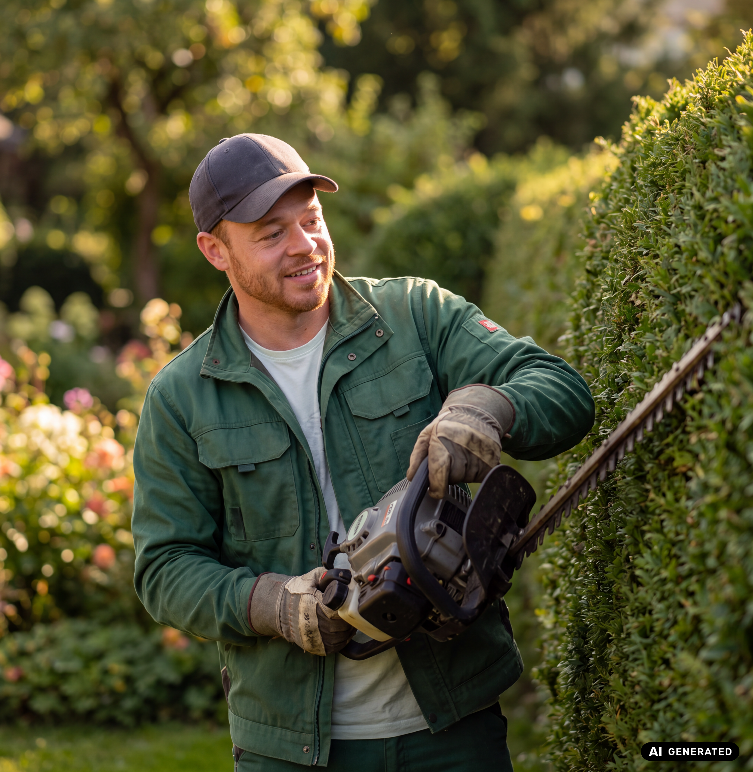 Alexander Kulper, Inhaber von Hausmeisterservice Kulper, bei der Gartenarbeit